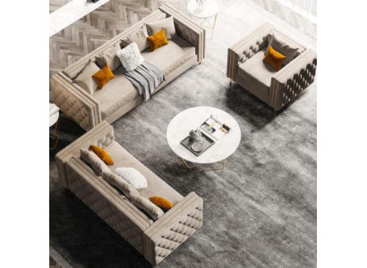 Chesterfield Sofagarnitur 321 Wohnlandschaft Relax Sitz Design Couch Sofas Samt