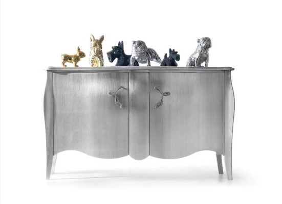 Silbernes Sideboard Kommode Anrichte Schränke Kommoden Holz Luxus Möbel Silber