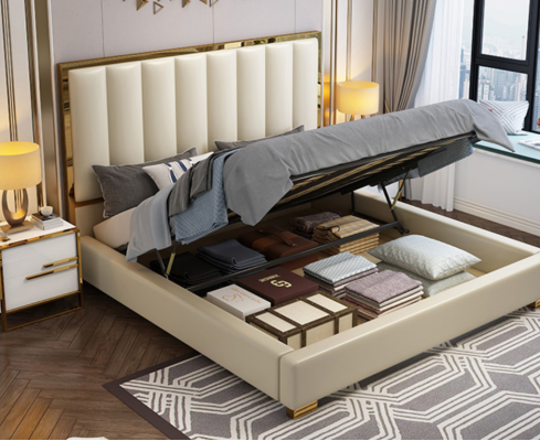 Bett Betten Holz Leder Polster Ehe Design Leder Hotel Boxspring Möbel