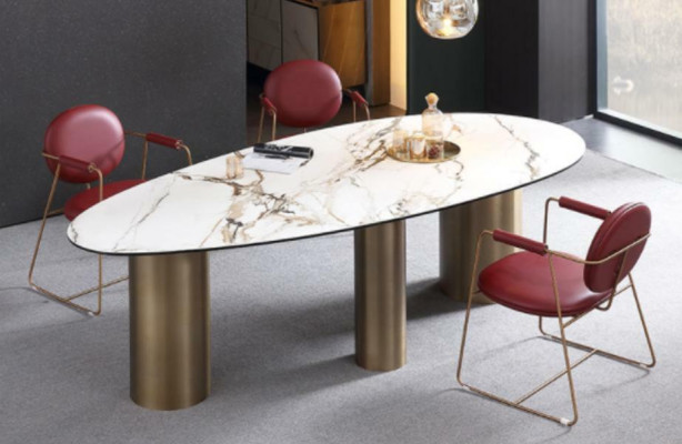 Esszimmer Möbel Edelstahl Oval Esstisch Tisch Design Tische Luxus Möbel Rund Neu