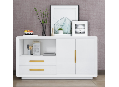Sideboard 2 Türen mit 2 Schubladen Schrank Sideboard Weiß Anrichte