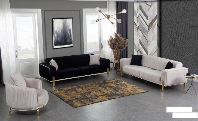 Luxus Sofa 3 Sitzer Couches Sofas Gepolstert Couch Stoff Modern weiß Dreisitzer