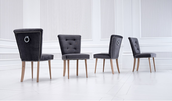 Stuhl Chesterfield Set Gruppe Lehnstuhl 4x Stühle Garnitur Sitz Polster
