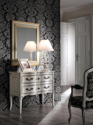 Kommoden Möbel Schrank Wohnzimmer Weiß Sideboard Kommode mit Spiegel Holz