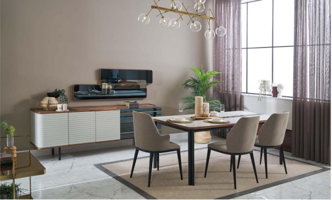 Essecke Esszimmer Garnitur Essgruppe Esszimmermöbel Set 9tlg Holz Weiß
