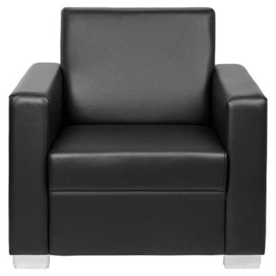 Schwarzer Ledersessel Designer Polster Einsitzer Wohnzimmer Relax Sitzer