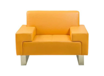 Gelber Sessel Designer Einsitzer Couch Ledersessel Lounge 1-Sitzer