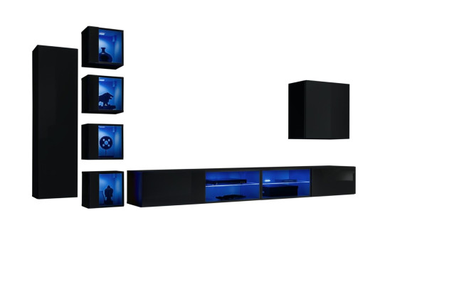 Garnitur Wohnwand Komplett Holzmöbel Modern Designer Set Wandschrank Einrichtung