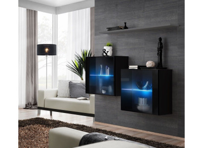 Wohnwand Holz Möbel Einrichtung Luxus Designer Komplette Set 3tlg. Wand Regal