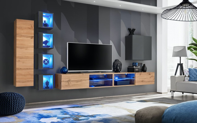 Set Wohnwand 320 cm Wandschrank TV-Ständer Modern Sideboard Wohnzimmermöbel