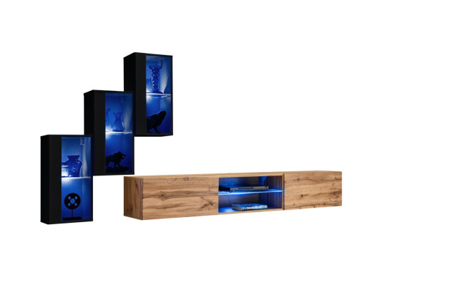 Wohnzimmermöbel Luxus Wohnwand Komplett Designer Einrichtung Holzmöbel