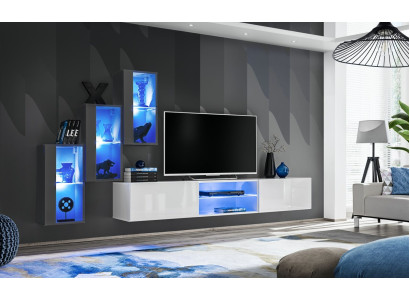 Luxus Möbel Designer Wohnwand TV-Ständer 3x Wandschrank Sideboard Holzmöbel