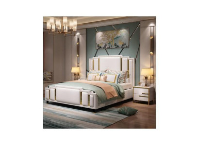 Luxus Schlafzimmer Set Design Bett 2x Nachttisch Holz Komplett 3 tlg