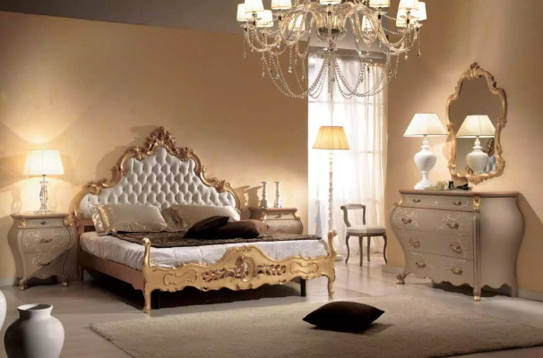 Komplettes Schlafzimmer Set Bett Nachttische Kommode Spiegel Set 5tlg