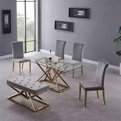 Designer Esszimmer Moderner Glastisch Edelstahltische Edelstahlgestell