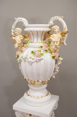 Design Blumen Topf Dekoration XXL Vase Vasen Handarbeit Deko Kelch Pokal 70cm