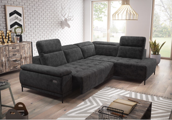 Automatik Ecksofa Sofa Couch Design Couch Polster Textil Modern L-Form Stoff Neu