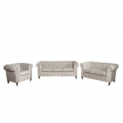 Chesterfield 3+2+1 Sitzer Sofagarnitur + Hocker Couch Sofa Leder Textil Couchen