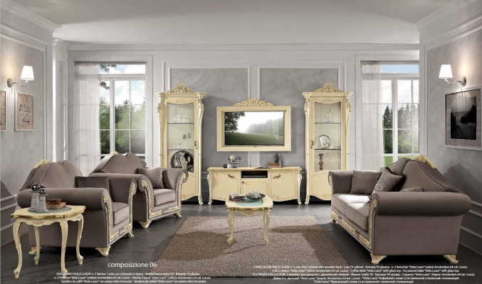 Wohnzimmer Set Sofagarnitur Holz Wohnzimmer Klassische Design Italien Set 9tlg.