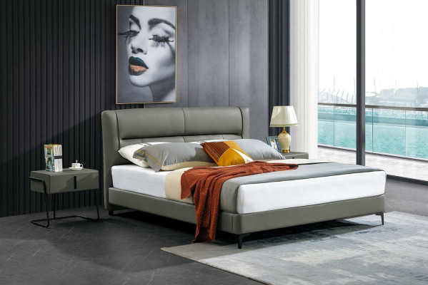 Lederbett Komplettes Schlafzimmer Bett Nachttischen 3 tlg. Garnitur Hotel