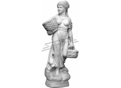 Antik Stil Figur Frau mit Korb Garten Designer Figuren Skulptur