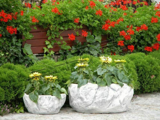 Blumenkorb Blumen Vase Figuren Gefäss Garten Terrasse Dekoration Statue