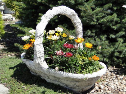 Blumenkübel Pflanz Kübel Dekoration Figur Natur Blumentöpfe Vasen Garten