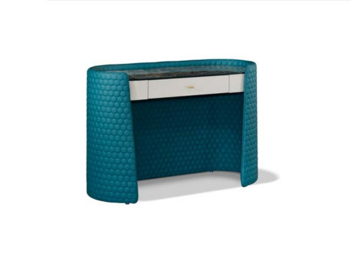 Schminktisch Turkis Holz Leder Schlafzimmer Konsolen Tische Design Schmink Luxus