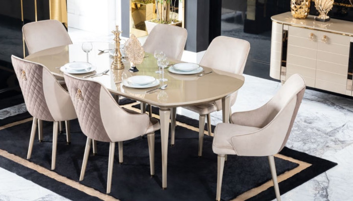 Esszimmer Garnitur Set Tisch 6x Stühle Stuhl Komplettes Neu Set Essgruppe 7tlg.