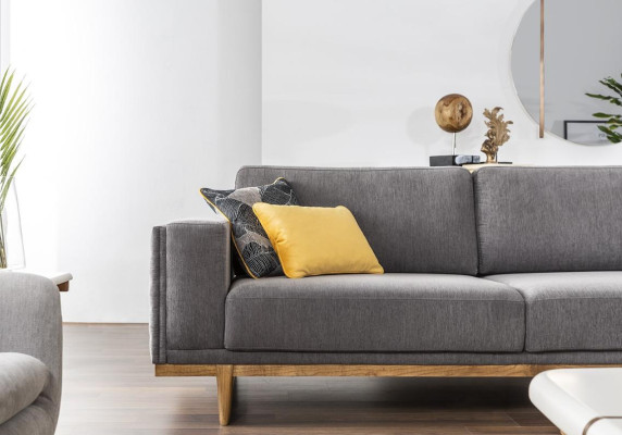 Sofagarnitur 331 Sitzer Stoffsofa Sofa Sofas Stoff Sessel Grau Modern