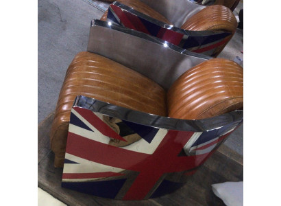 Echtleder Vintage Ledersessel Designsessel Rocket Union Jack Vintage Cigar