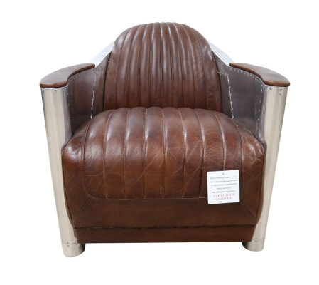 Club Sessel im Aviator-Stil Lounge Design Chrom Art Deco Leder Cocktail