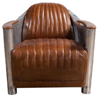 Sofa Sessel Echtleder Couch club Lounge Retro Aviator Vintage Aluminium Flugzeug