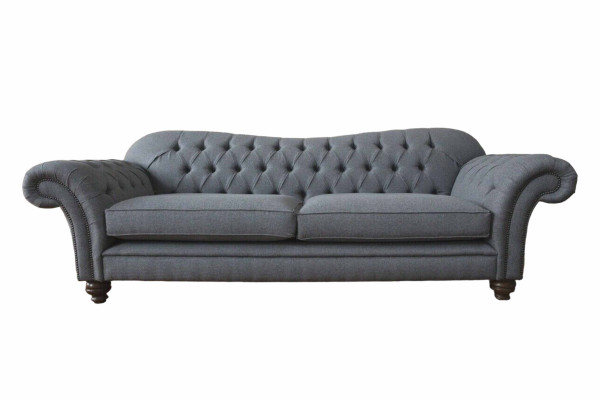Moderm Sofa 3 Sitzer Luxus Textil Couch Grau Sofas Polster Stoff Neu