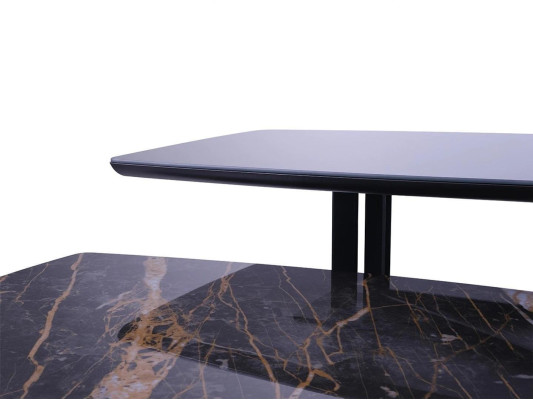 Schwarz Möbel Wohnzimmer Komplett Couchtisch mit Beisteltisch Luxus