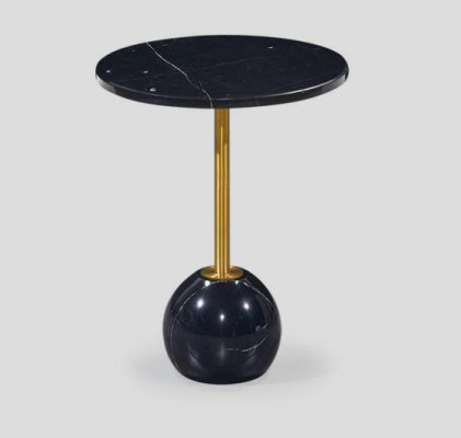 Schwarz-Goldener Beistelltisch Moderne Wohnzimmer Marmor Couchtische
