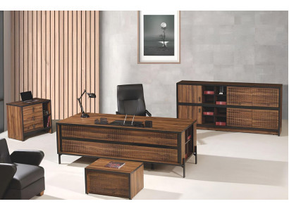 Komplette Arbeitszimmermöbel Schreibtisch Bürotisch 4tlg Holz Braun