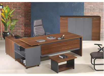 Garnitur Büro Eckbürotisch Bürotisch Set 3tlg Holz Büromöbel Braun
