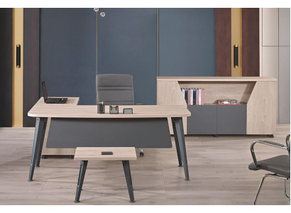 Möbel Büro Arbeitszimmermöbel Eckbürotisch Set 3tlg Holz Grau Tisch