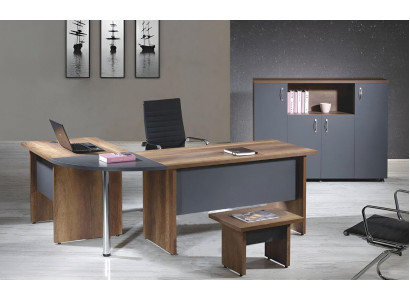 Komplettbüro Eckbürotisch Büromöbel 3tlg Holz Set Grau Computermöbel