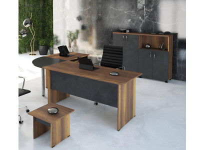 Luxus Garnitur Büro Tisch Computermöbel Arbeitstisch 3tlg Holz Grau