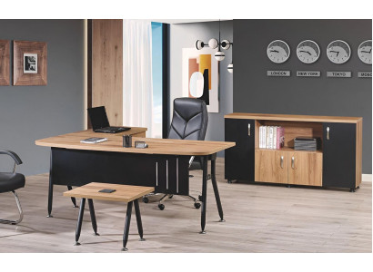 Eckbürotisch Arbeitstisch Komplettbüro Büromöbel 3tlg Holz Set Schwarz