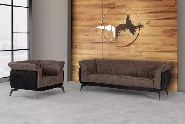 Brauner Dreisitzer Arbeitszimmer Sofa Luxus Designer Möbel Büro Couch