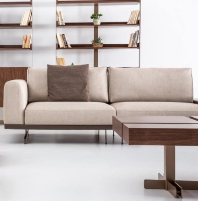 Beige-Braune Sofagarnitur Luxuriöse Couchen Polstermöbel Set Sofas 3+2 Sitzer 
