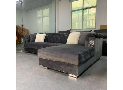 Ecksofa Couch Sofa Eckgarnitur Design Couchen Wohnlandschaft Grau Stoff