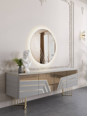 Essgruppe Moderne Esszimmer Garnitur Esstisch 4x Stühle Sideboard Set