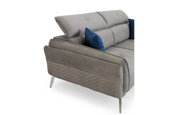 Graues Stoffsofa Luxuriöse Polstercouch Moderner Dreisitzer Textil Möbel