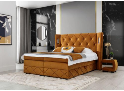 Braunes Exklusives Chesterfield Bett Polster Nachttische Designer Möbel