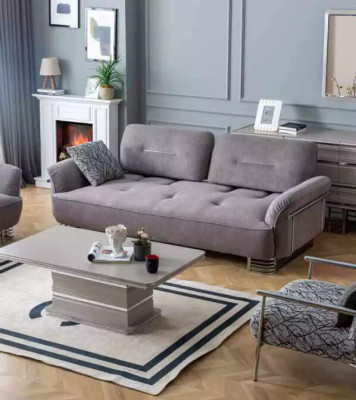 Sofa 3 Sitzer Textil Wohnzimmer Design Modern Neu Luxus weiß grau