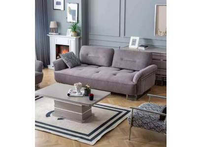 Sofa 3 Sitzer Textil Wohnzimmer Design Modern Neu Luxus weiß grau
